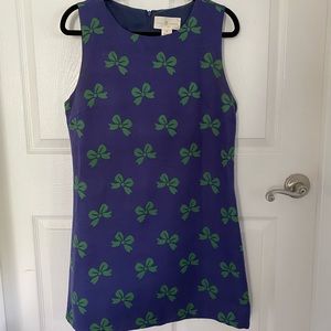 Julie Brown shift Dress Navy w Green Bows sz 12